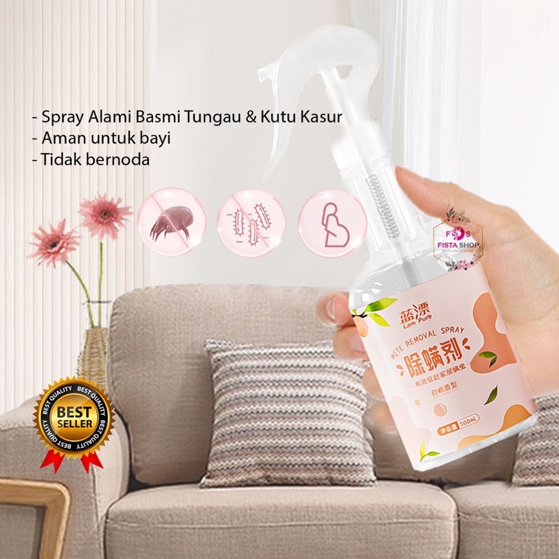 Lam Pure Anti Tungau kasur &amp; selimut Spray Wangi Buah Peach Anti Bakteri, Kuman &amp; Virus Aman Untuk Bayi 500ml Aroma Therapy fistashop