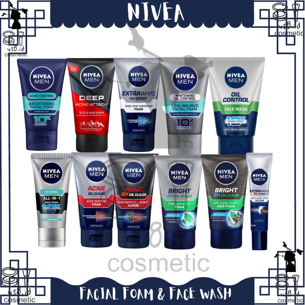 NIVEA MEN Extra White Dark Spot Minimizer | Acne Oil Clear | Deep Acne Attack | Scrub | Anti-Shine | Facial Foam