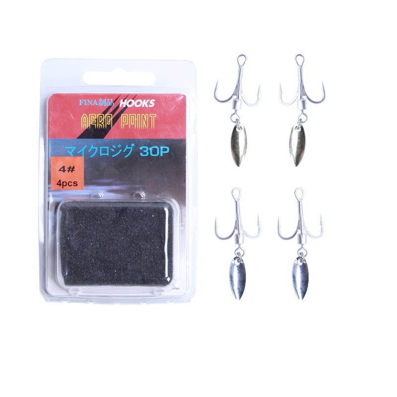 4pcs Kail Pancing Treble Dengan Willow Blade Spinner Pengganti Untuk Ikan Trout Bass Air Tawar / Asin / Perak