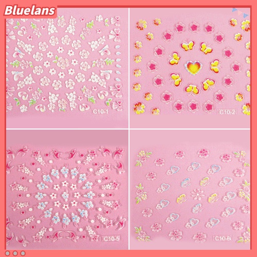 [Bayar Di Tempat][bluelans]? 50 Lembar Stiker Nail Art Manicure DIY Desain Bunga Kupu-Kupu 3D Campur