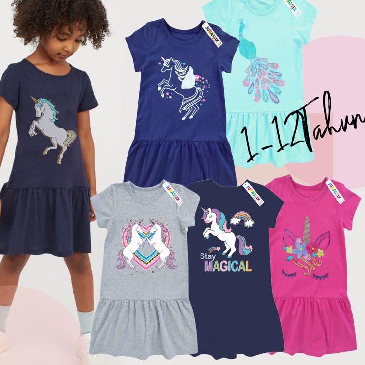 U1J5  1-12 Tahun Dress Anak Perempuan  2-18 Fit 1-12 Tahun Dress Jurasix Jurasixx OYF