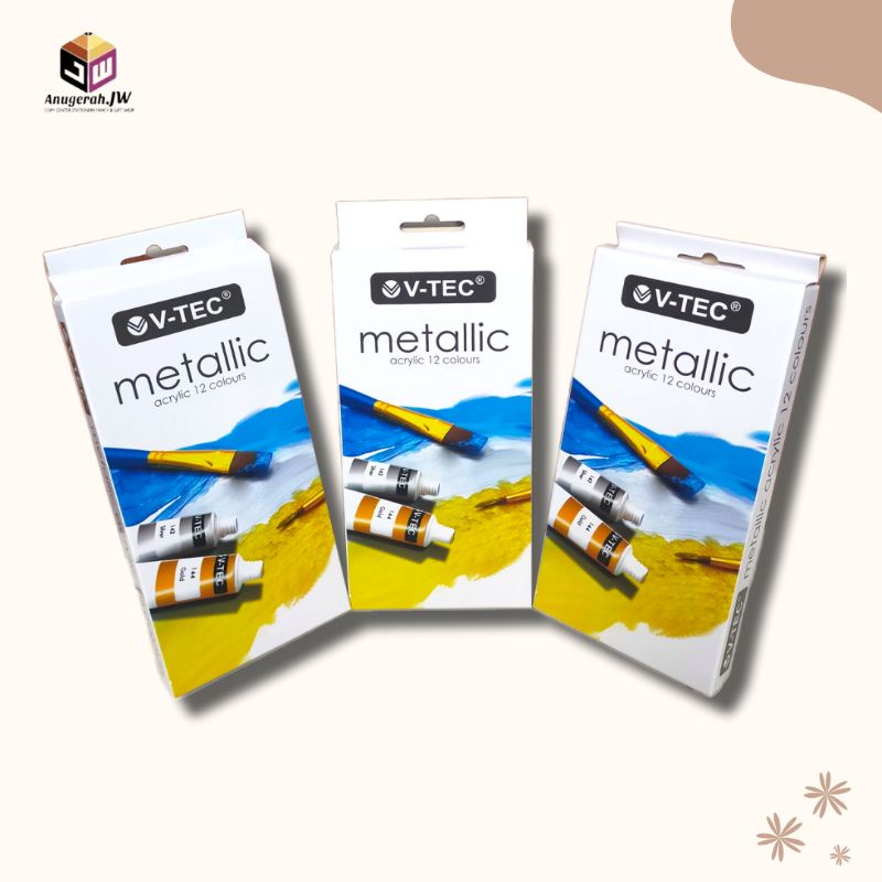 

Cat Acrylic Warna Metallica dan Neon V-tec 12 6 ml