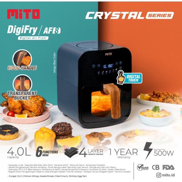 Digital Air Fryer Mito Mitochiba Digifry AF8 4 Liter Crystal AF-8 AF 8