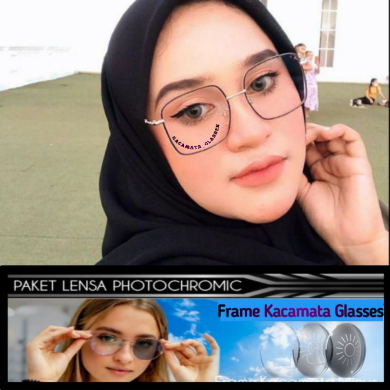 Frame 9691 Paket Lensa Photocromic Kacamata Minus Pria Wanita 9691
