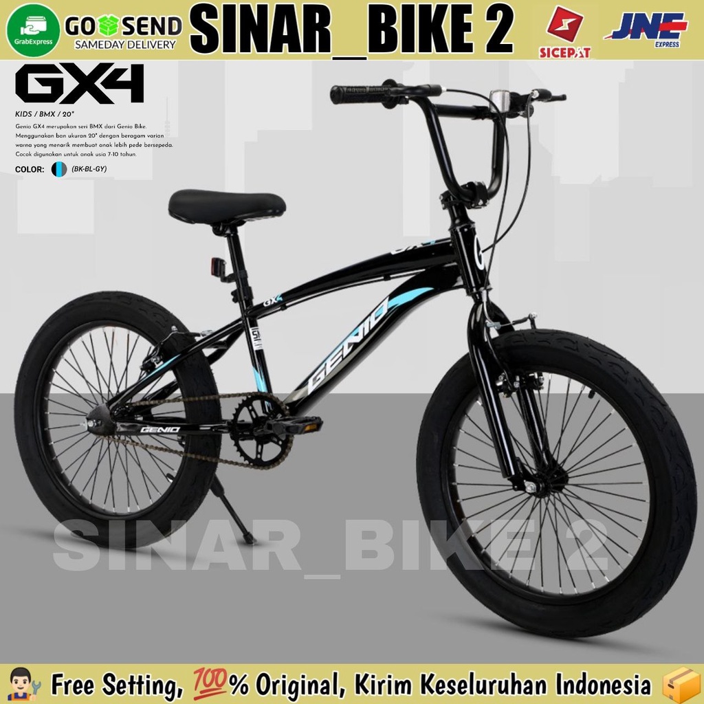 Sepeda Anak Laki-Laki BMX GENIO GX4 Ukuran 20 Inch Ban Jumbo 3.0