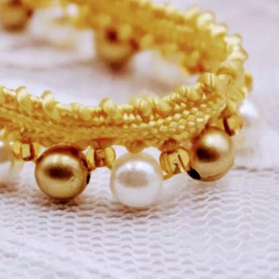 PITA RENDA TRIM MUTIARA MANIK MANIK LEBAR 1,2CM HARGA PER METER