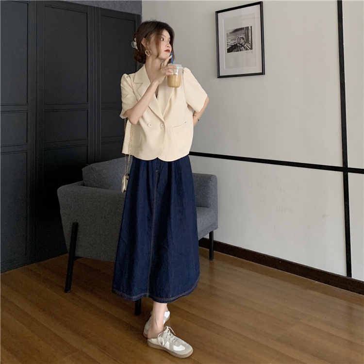 New Fashion Kantong Hitam Beige Korea Blazer Wanita Lengan Pendek Setelan Jas Blazer Women Outer 2023t Murah Jackets