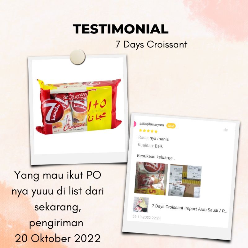 

RK12 7 Days Croissant Import Arab Saudi Isi 5+1 / Oleh Oleh Haji Umrah/ Roti Arab