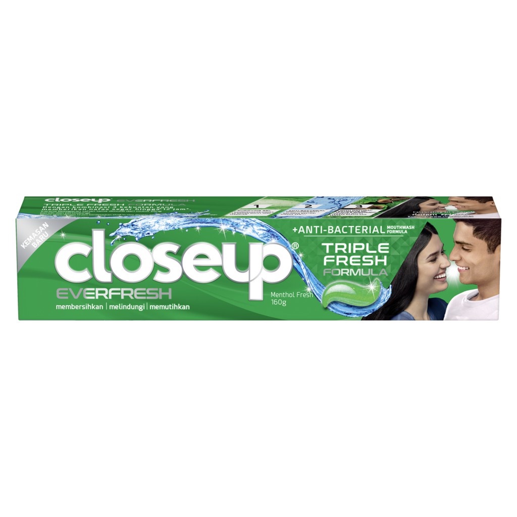 CLOSE UP PASTA GIGI [ 160 G ] GREEN MENTHOL FRESH - TOOTH PASTE PENYEGAR MULUT MEMBERSIHKAN MELINDUNGI MEMUTIHKAN FRESHNESS ANTI-BACTERIAL CLOSEUP