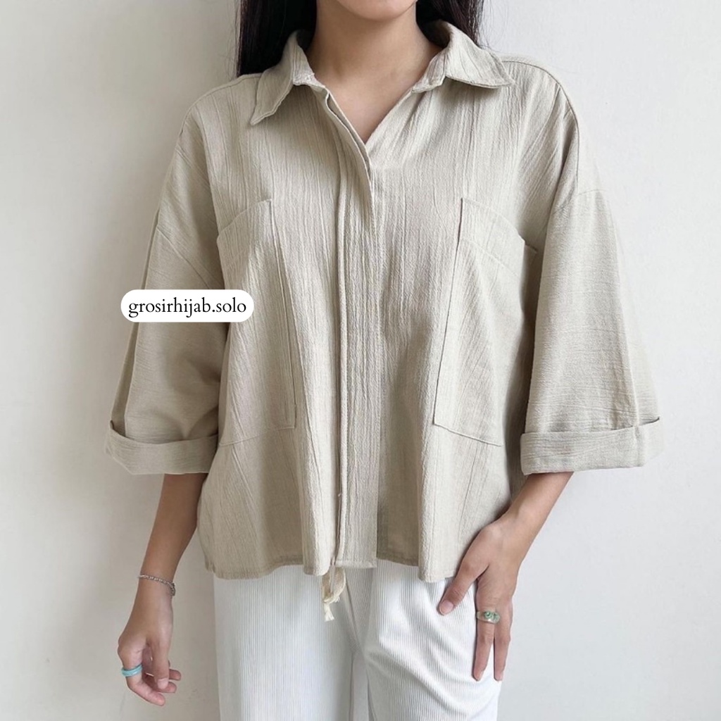 (DBY) KEMEJA PINGKY OVERSIZE CROP OVERSIZE CRINCLE AIRFLOW ATASAN WANITA