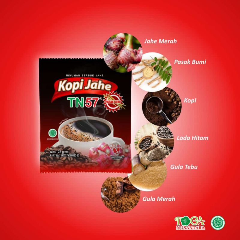 

Kopi Hitam Jahe TN57 plus P4SAK BUMI Zanjabil minuman herbal minuman jahe instant