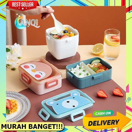 Kotak Makan Anak Anti Tumpah Lunch Box 3 Sekat Lucu Box Bekal Nasi Bento Untuk Perempuan Laki-Laki C