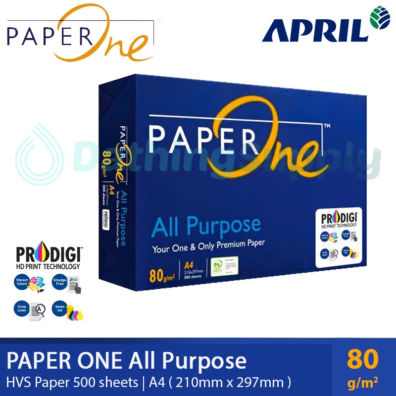 

(500 Lembar) Kertas HVS A4 85 / 80 Gram Gsm PAPERONE PAPER ONE Print Fotocopy - 1 RIM