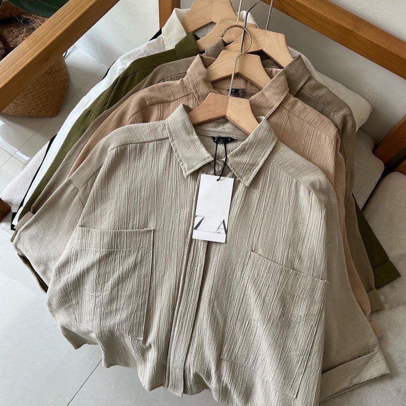 BEFAST - ZEC OOTD Blouse NION /  Zavila Shirt CRINCLE / Cozie LINEN CRINCLE Oversize / Hem Polos Formal / Pakaian Casual Wanita / Kemeja Crop Kekinian Remaja ABG / Fashion Ala Style Korean Wanita / Kemeja Bisa Di Jadikan Outer / Hem Trendy / Terlaris