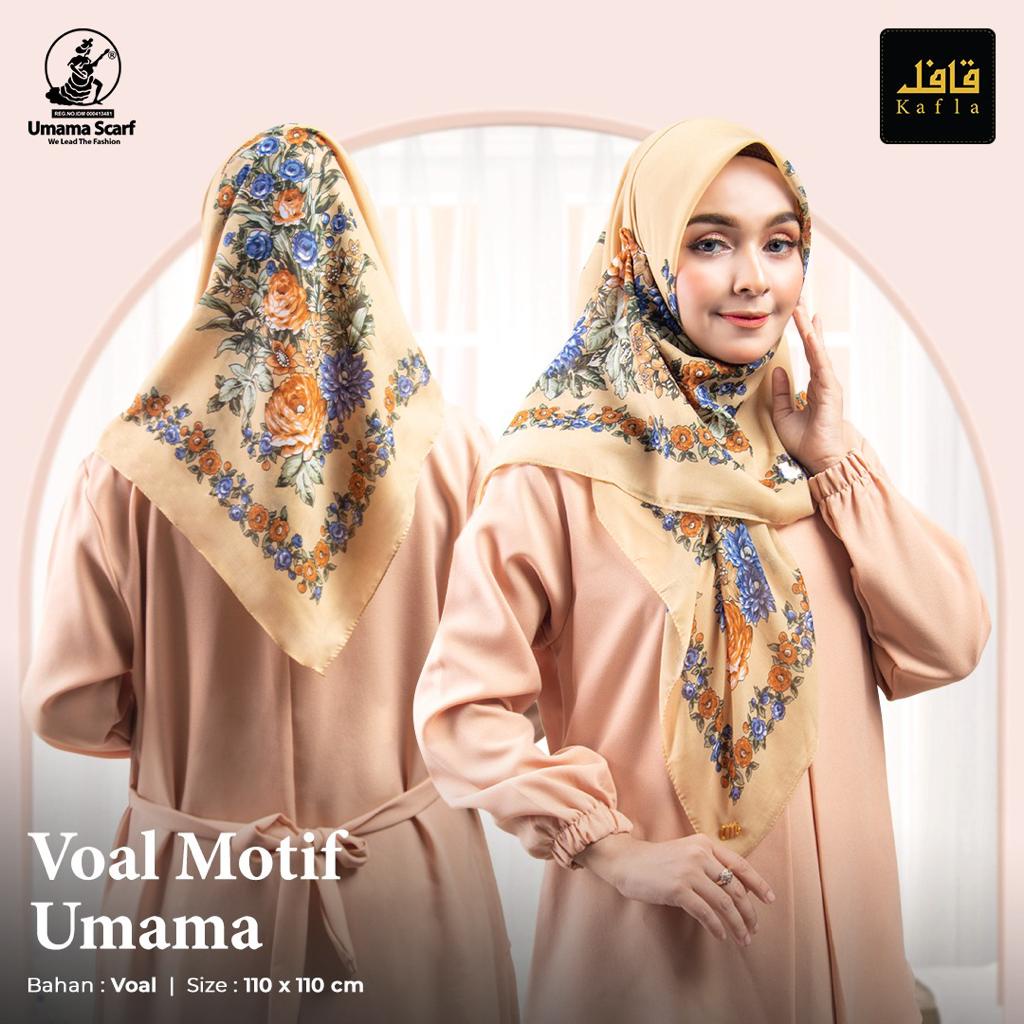 Hijab/Kerudung Voal Motif Segiempat Metal Logo Original By Umama Scarf 110x110cm