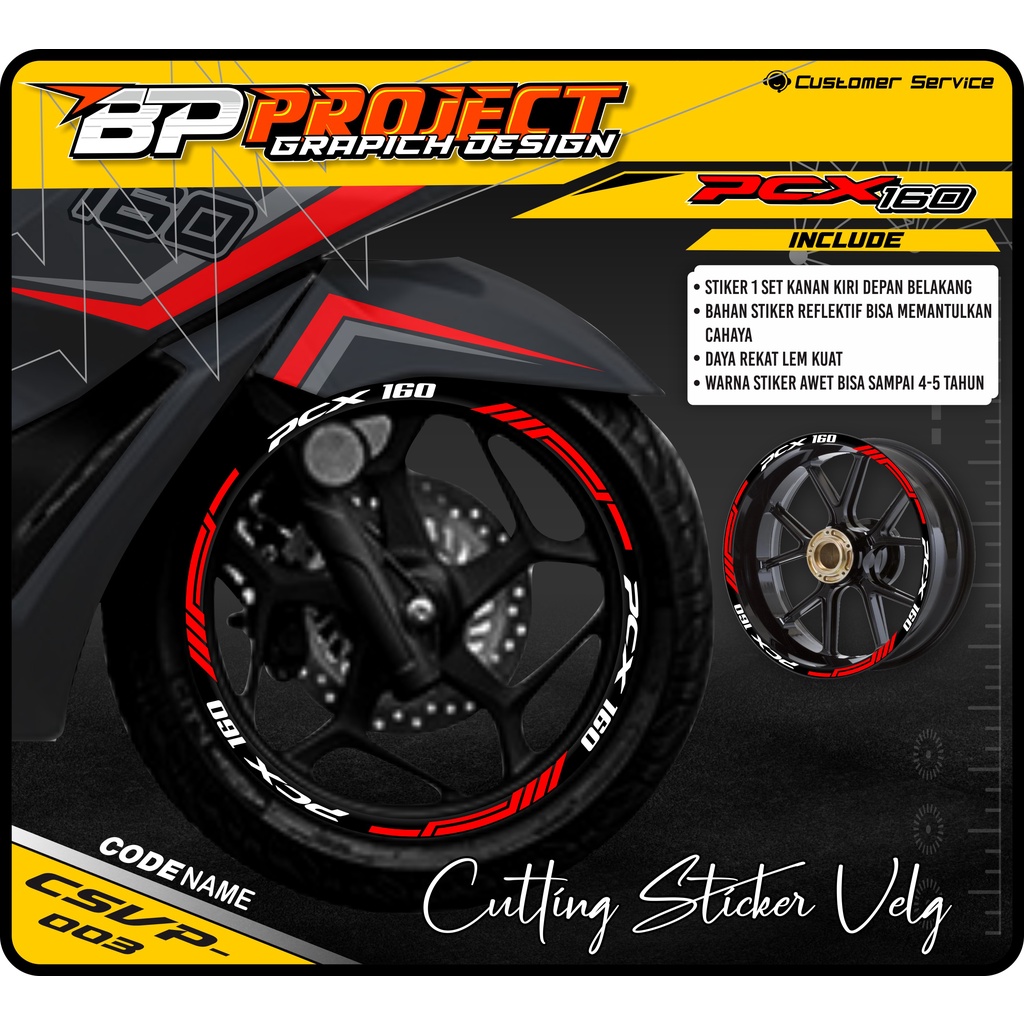 CUTTING STICKER VELG PCX 160 - CUTTING STICKER VELG HONDA PCX 160 NEW FULL SET - CUTTING VELG PCX 16