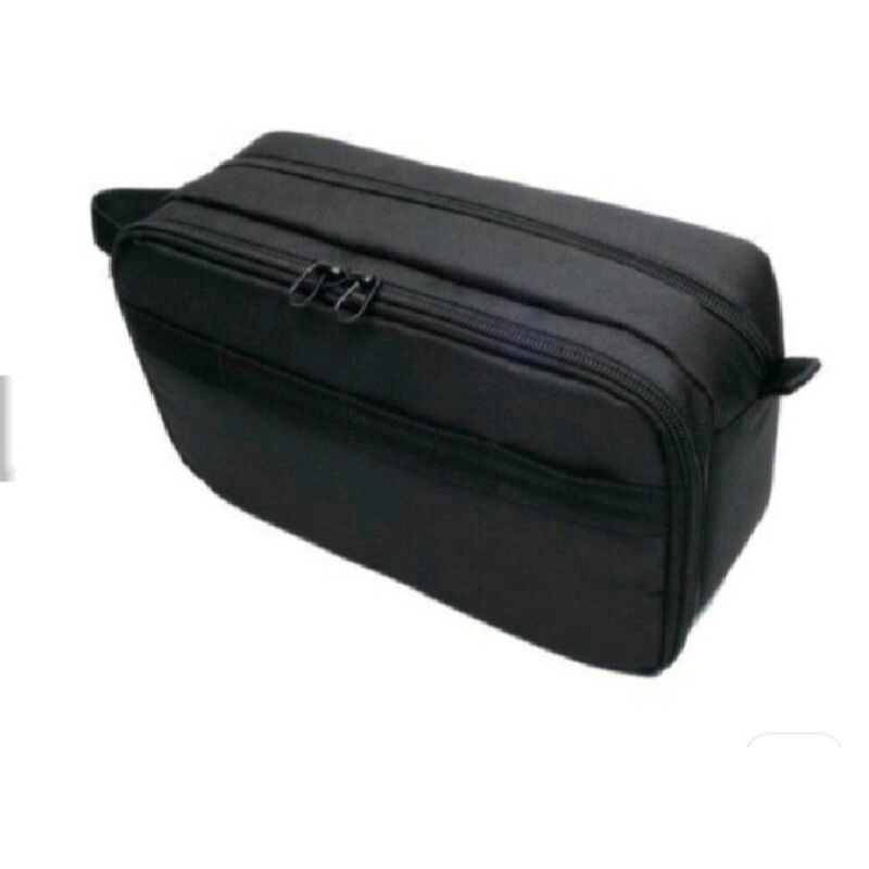 Pouch hitam - travel bag hand bag clutch dopp kit tas Tangan