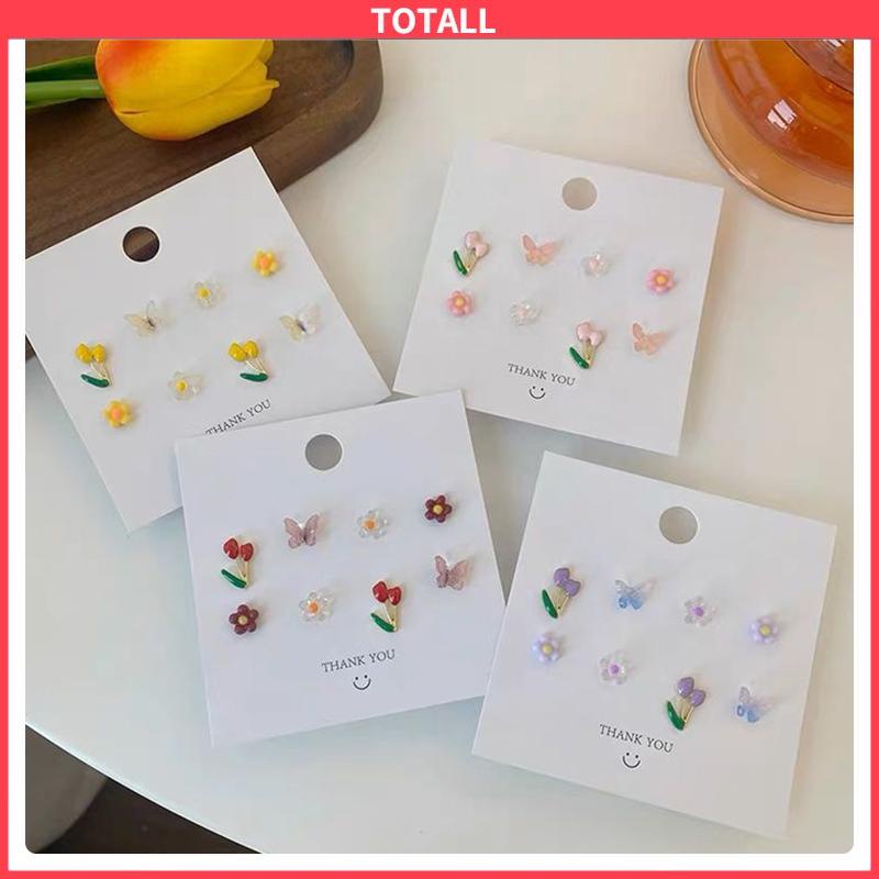 COD Anting Set Perhiasan Anting-anting Kupu-kupu Bunga Berwarna-Warni-Totall