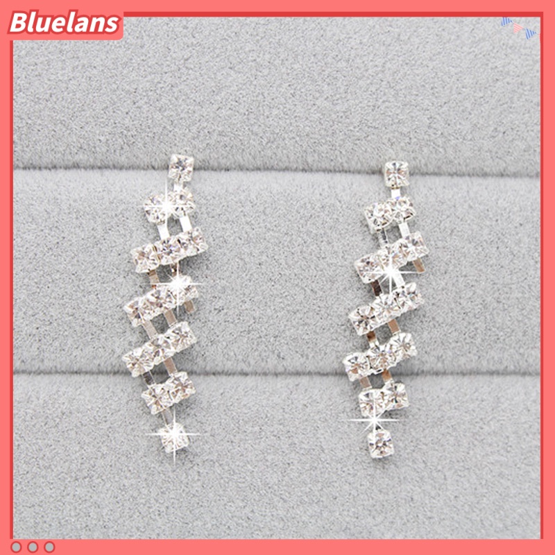 Bluelans Bridal Wedding Prom Jewelry Shiny Rhinestone Elegant Necklace Earring Set Gift