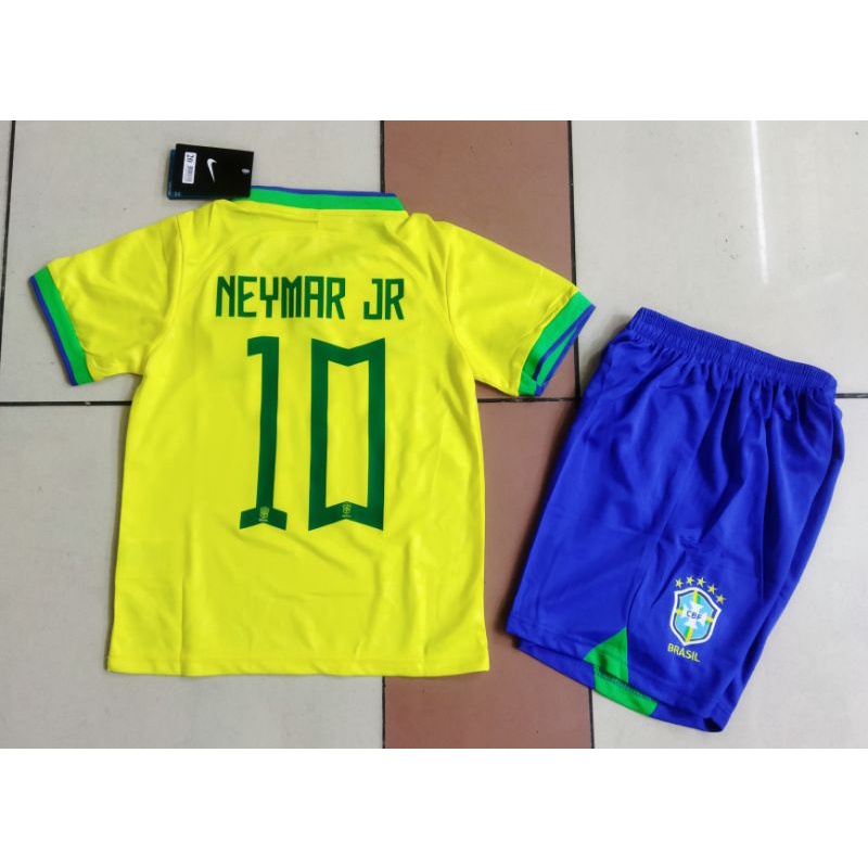 JERSEY BAJU BOLA ANAK BRAZIL HOME KIDS WORLD_CUP 2022 NEYMAR GRADE ORI