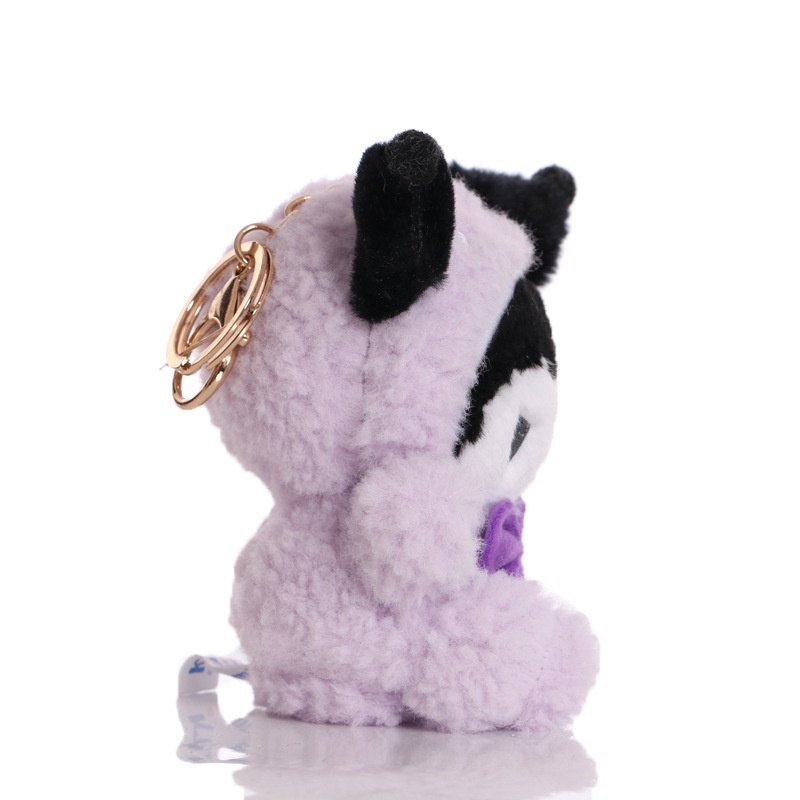 Gantungan Kunci Boneka Kuromi Bahan Plush Ukuran 12CM Warna Ungu / Pink