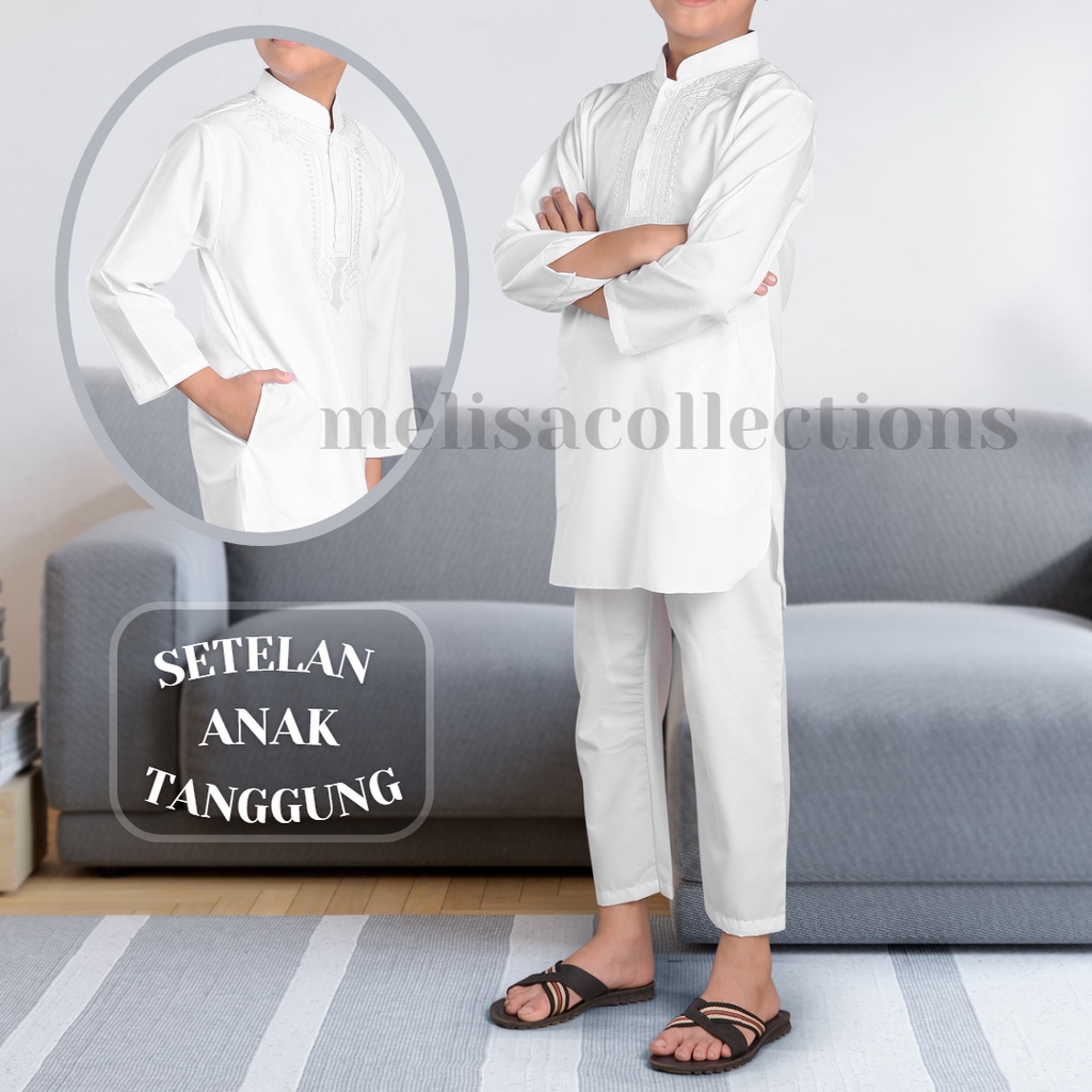 baju koko setelan pakistan anak tanggung bahan poli katun warna putih size 11 12 13 14 15 16 baju muslim anak laki laki terbaru