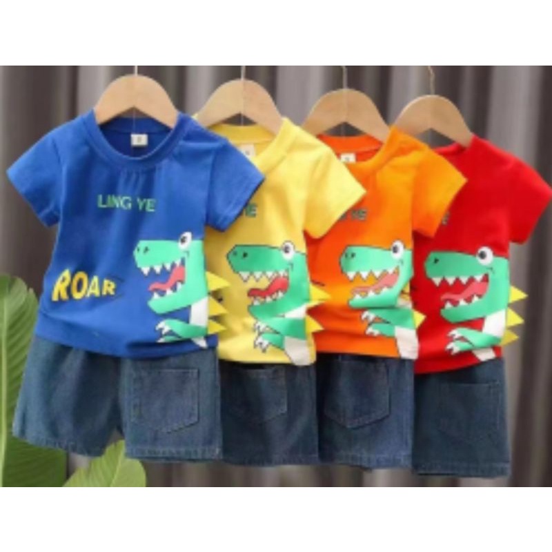 baju Setelan anak laki laki dinosaurus import/baju anak laki-laki/baju anak import/setelan anak dino