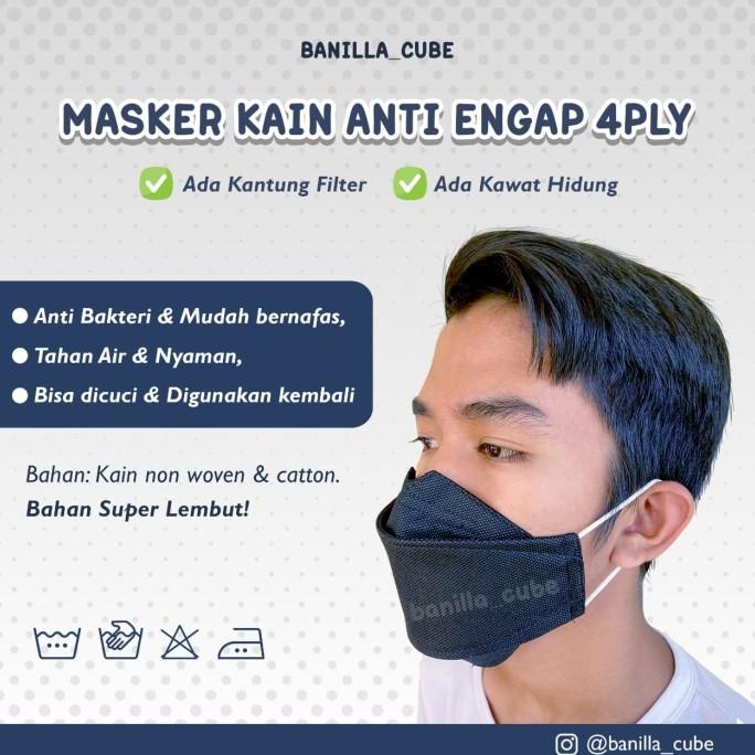 Masker Kain kf94 3lapis, ada kantung filter (PREMIUM) 25-prelovedsaya Murah