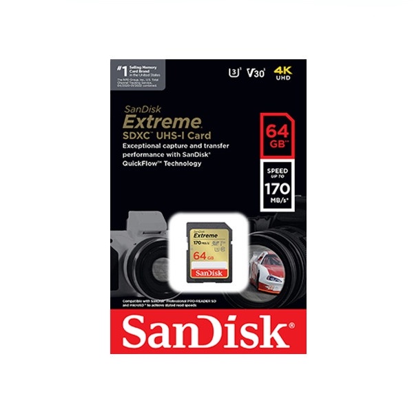 Sandisk SD Card SDHC SDXC Extreme 64GB 170Mbps Memory Card Kartu Memori