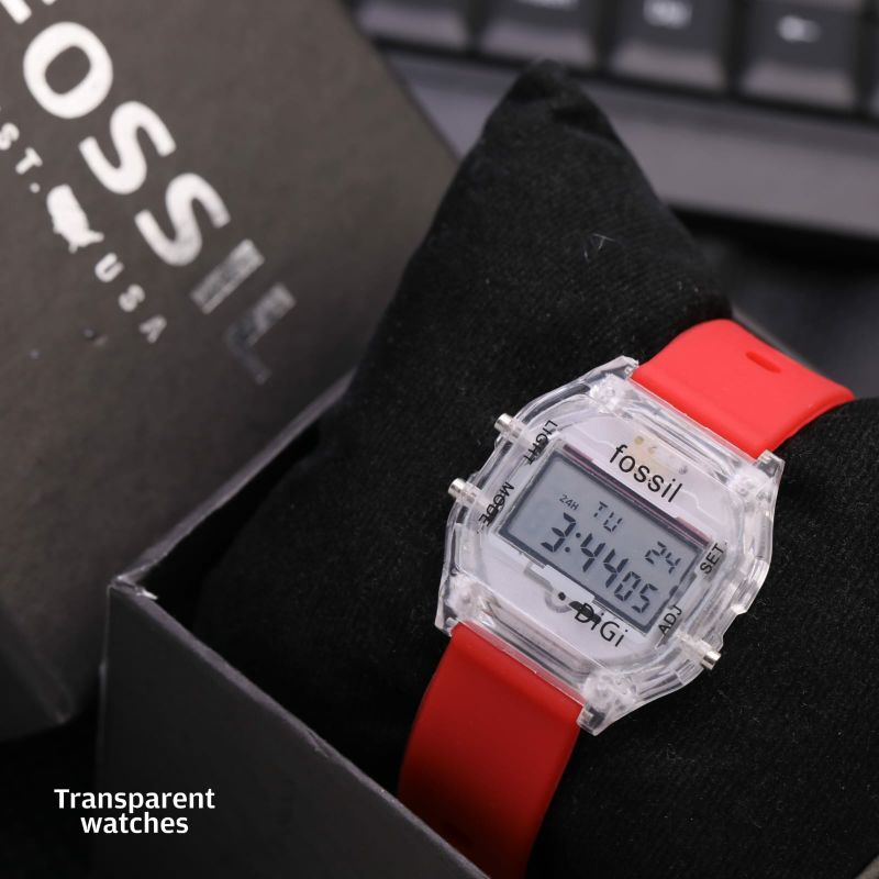 Best Seller! Jam Tangan Fossl Transparant Jam Tangan Rubber Anti Air Jam Tangan Digital Led Pria Wanita