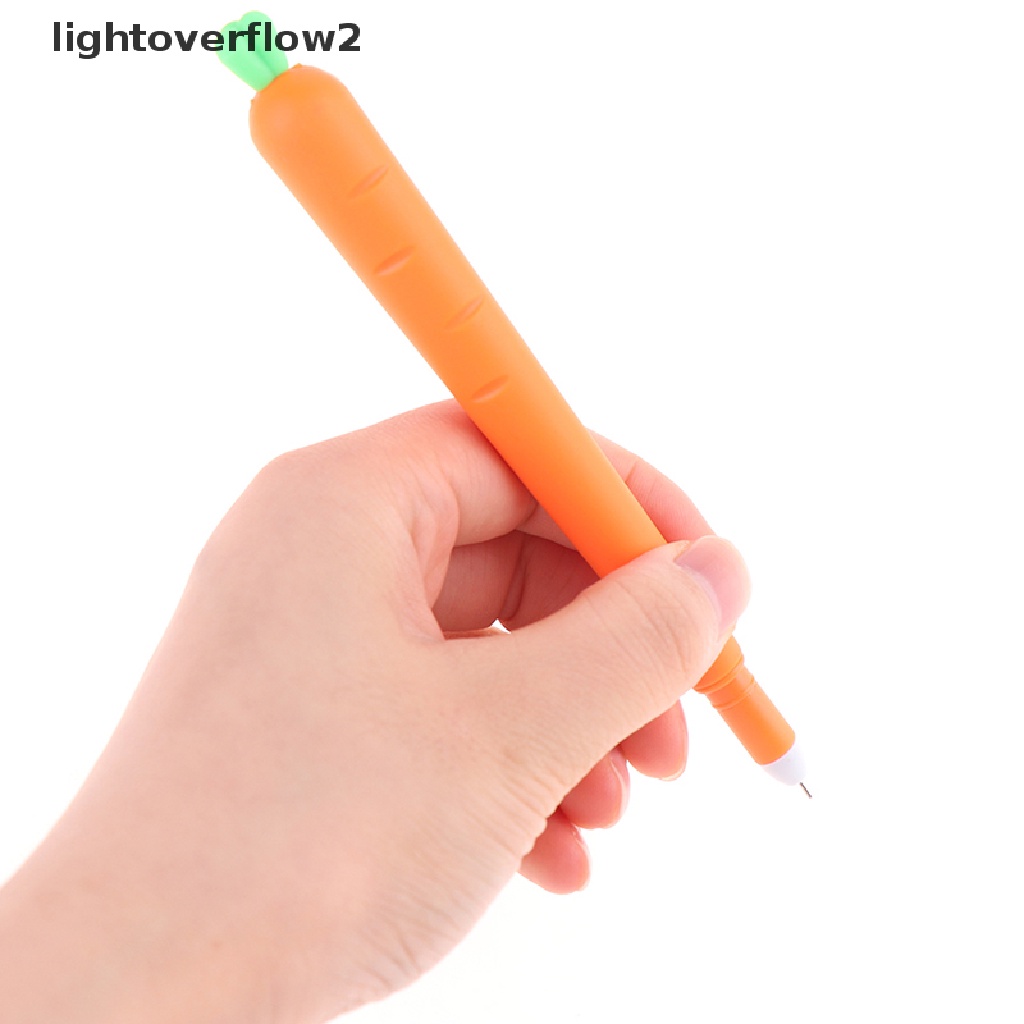 (lightoverflow2) 10pcs Pulpen Gel 0.5mm Tinta Hitam Dengan Hiasan Wortel (ID)