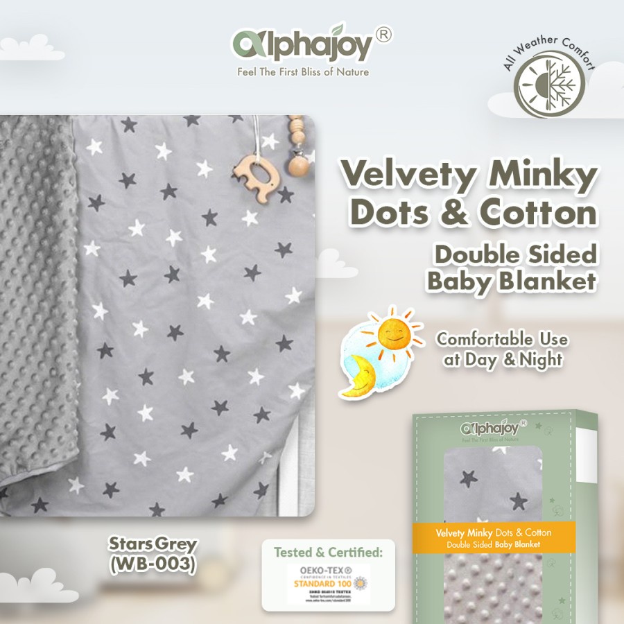 ALPHAJOY BLANKET VELVETY MINKY DOTS &amp; COTTON