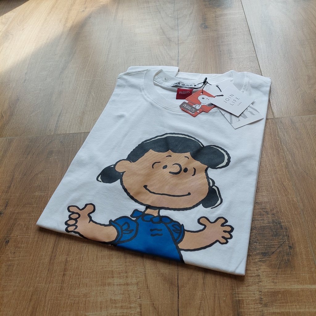KAOS ZARA PEANUTS  LUCY PUTIH + LABEL PREMIUM