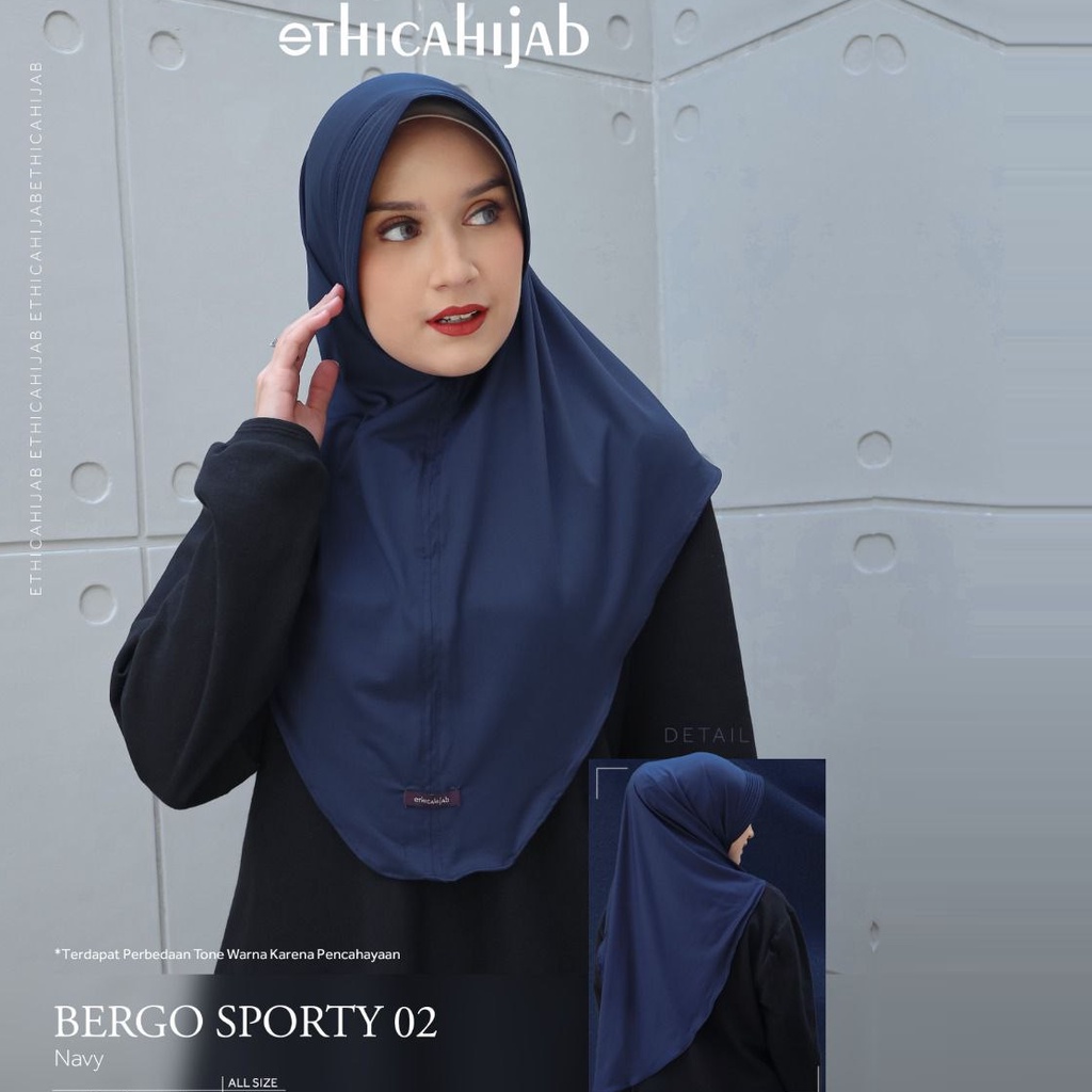 HIJAB BERGO SPORTY POLOS TERBARU BY ETHICA / ETHICA HIJAB BERGO SPORTY 02 / JILBAB BERGO INSTAN DENG