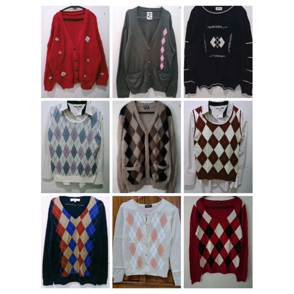 RAJUT KETUPAT MOTIF SWEATER CARDIGAN