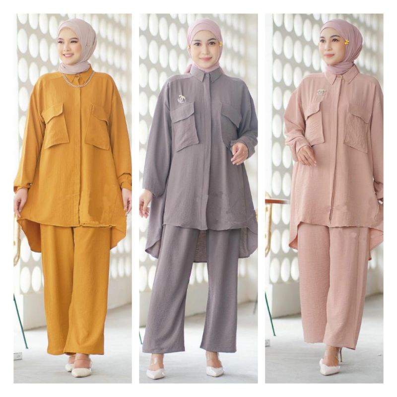 Restu set /setelan crinkle airflow/ setcel airflow/ setelan celana/