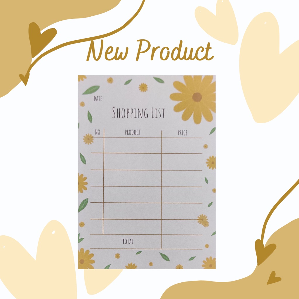 

Memo My Yellow Flower Shopping List (BUKAN STICKY NOTE)