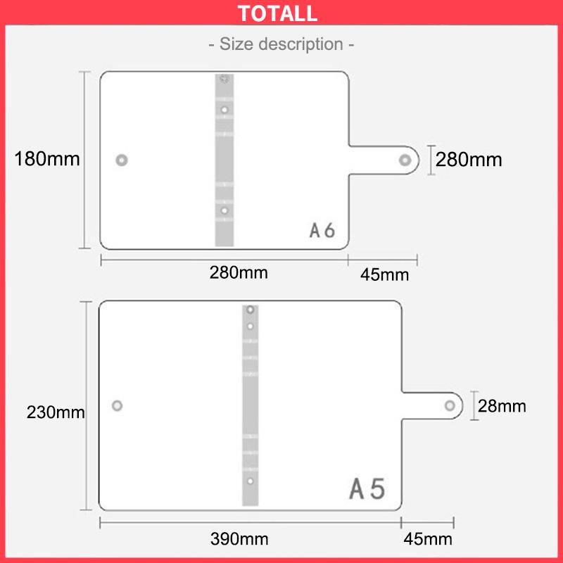 COD A6/A5 Clear Soft PVC Notebook Binder Cover Planner 6-Ring Loose-Leaf Folder Stationary-Totall