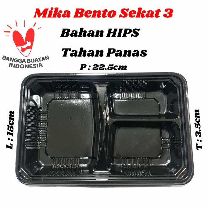 Tray Mika Bento Sekat 3 / Tray Bento 3 Sekat / Box Bento.