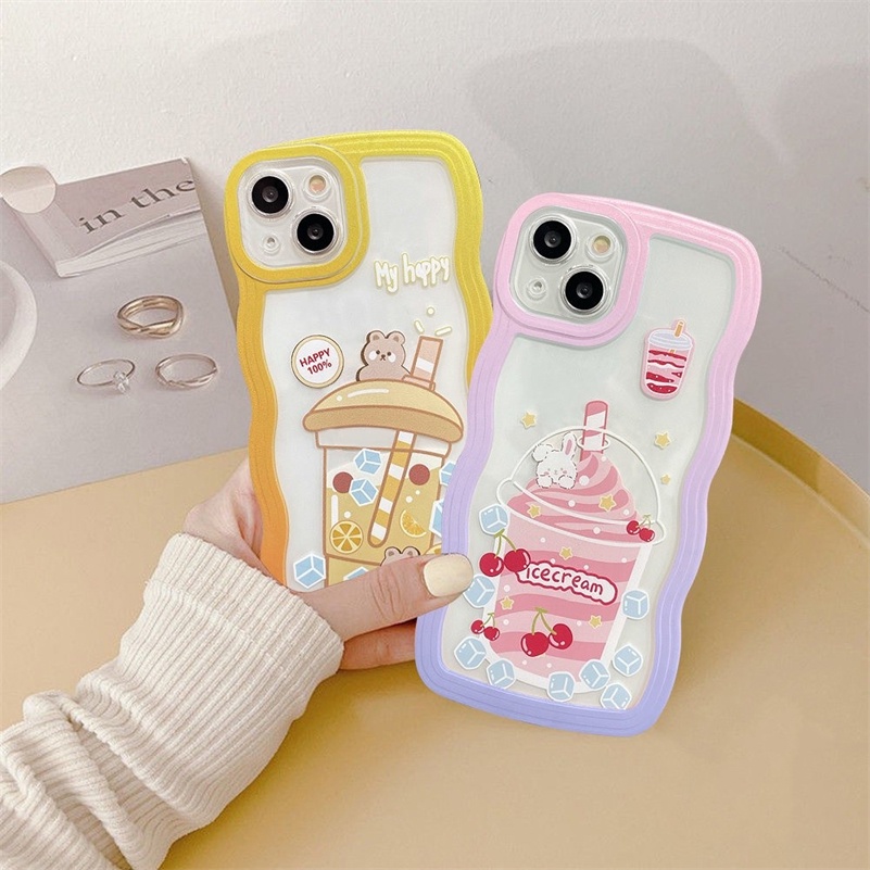 Soft Case TPU Motif Kartun Es Krim Untuk iPhone 14 13 12 11 Pro Max X Xr Xs Max 8 7 6 6s Plus