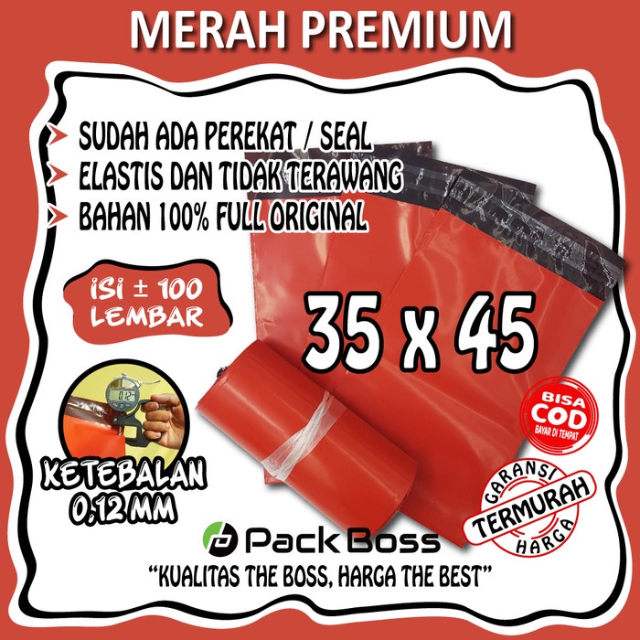

Letter Polymailer Merah Premium 35X45 Langsung Pabrik Tebal Dan Halus