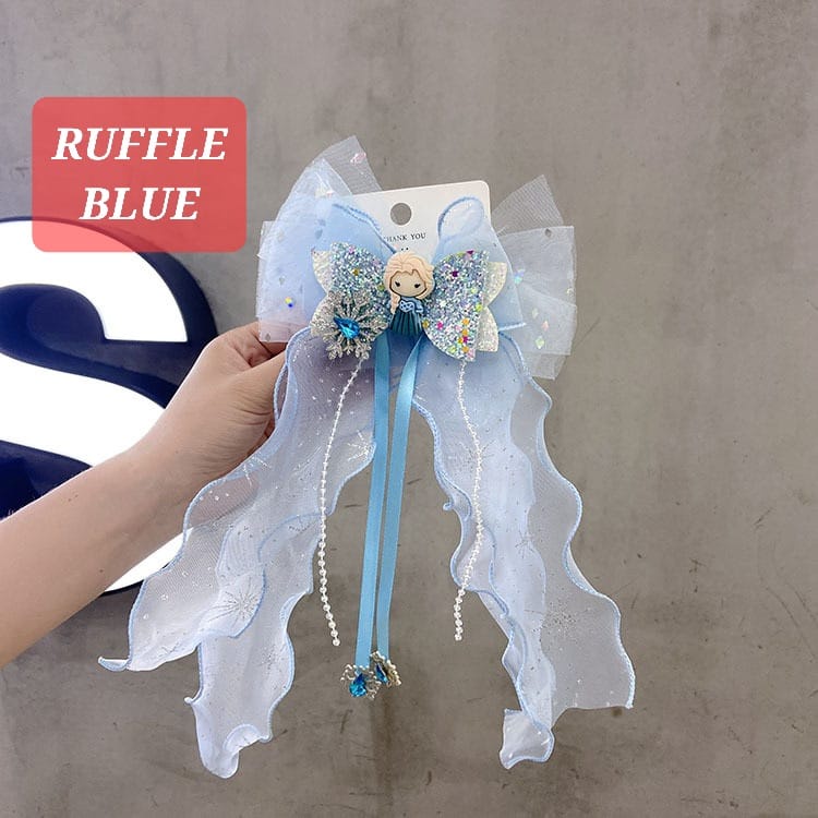 RUFFLE BOW PITA RAMBUT ANAK CEWEK PRINCESS LUCU AKSESORIS FASHION JEPIT RAMBUT