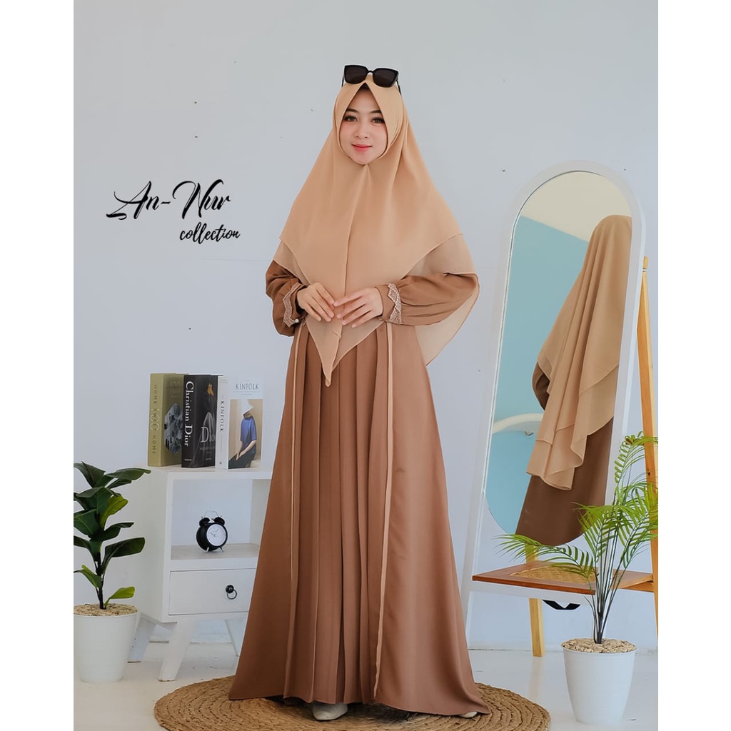 GAMIS SET KHIMAR RANIA ORI ANNUR ITYCREPE MIX CERUTY ALETA RENDA ESTETIK KOREAN OUTHER LOOK BAJU MUSLIM SYARI GAMIS PUTIH MANASIK HAJI UMROH