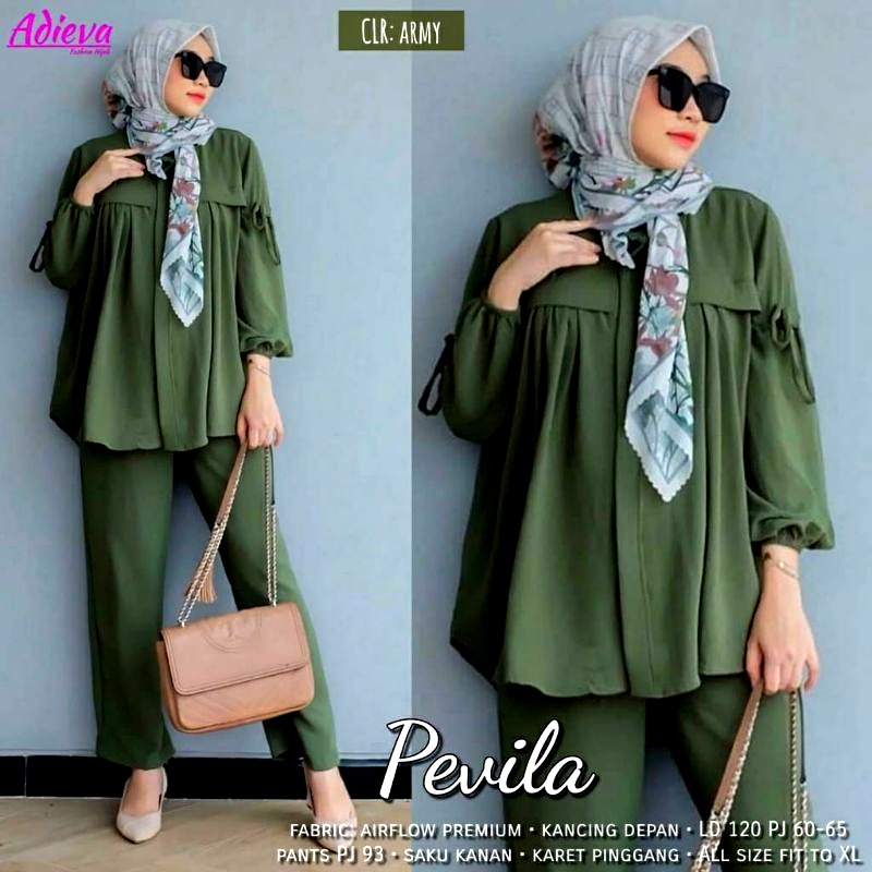 Ramdan Collection | Pevila Set Crinkle Airflow Premium Daily One Set Wanita Kekinian Korean Style Fashion Muslim Import Jumbo Rayon Baju Wanita Remaja Anak Perempuan Terbaru OOTD Hijab Kondangan