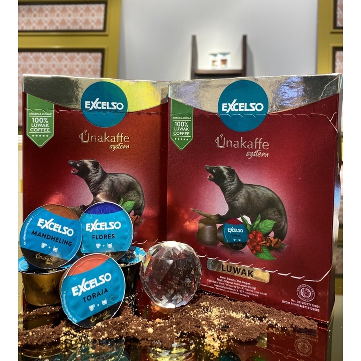 

Unakaffe System Coffee Capsule - Kopi Kapsul Excelso Unakaffe LUWAK Box isi 12 kapsul