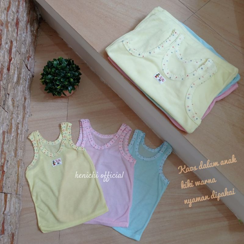 Kaos dalam anak 0-8 tahun warna warni tutul merk kiki / kaos singlet anak cewek cowok warna tutul polkadot merk kiki