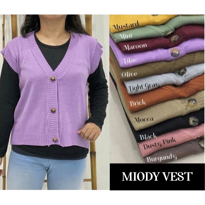 MIODY VEST/ Vest rajut kancing depan/ Vest Rajut Terbaru/ Rompi rajut wanita