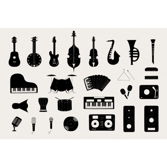 56 Hand Drawn Musical Instruments Music Notes