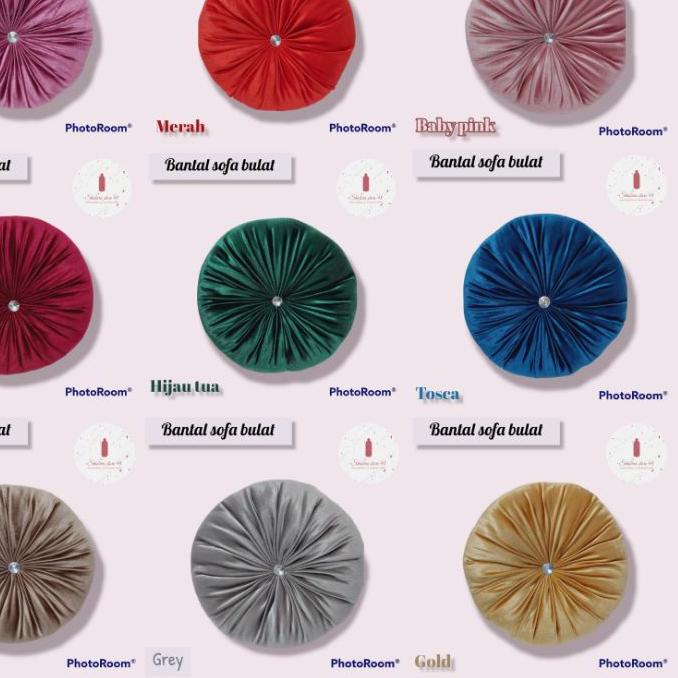 Bantal Sofa Labu Kancing Permata/ bantal sofa bulat/ bantal sofa