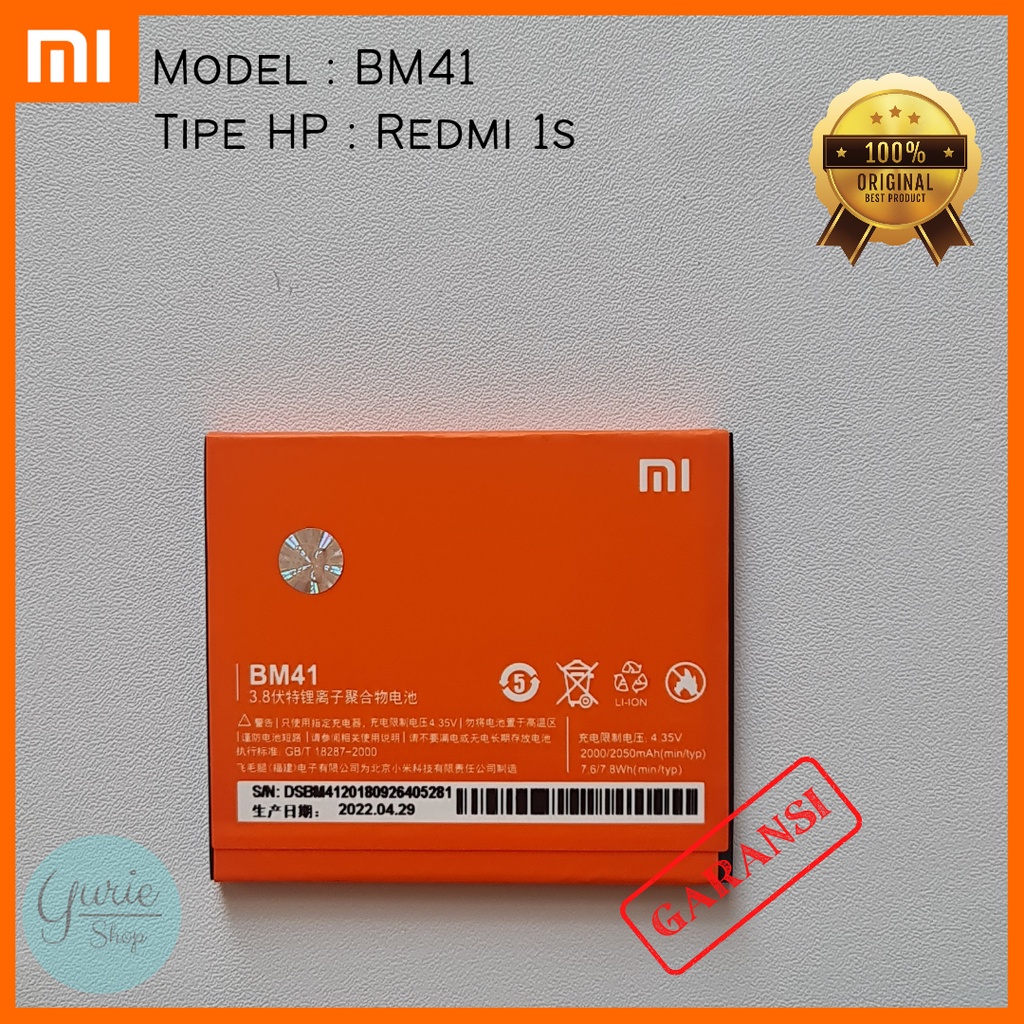 BATERAI BATTERY BATRE XIAOMI REDMI 1S BM41 ORIGINAL